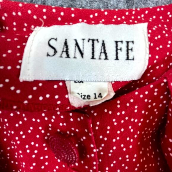 Vintage Santa Fe Dress Womens 14 Red Polka Dot Knotted Front Batwing 80s Wrap - Picture 3 of 5